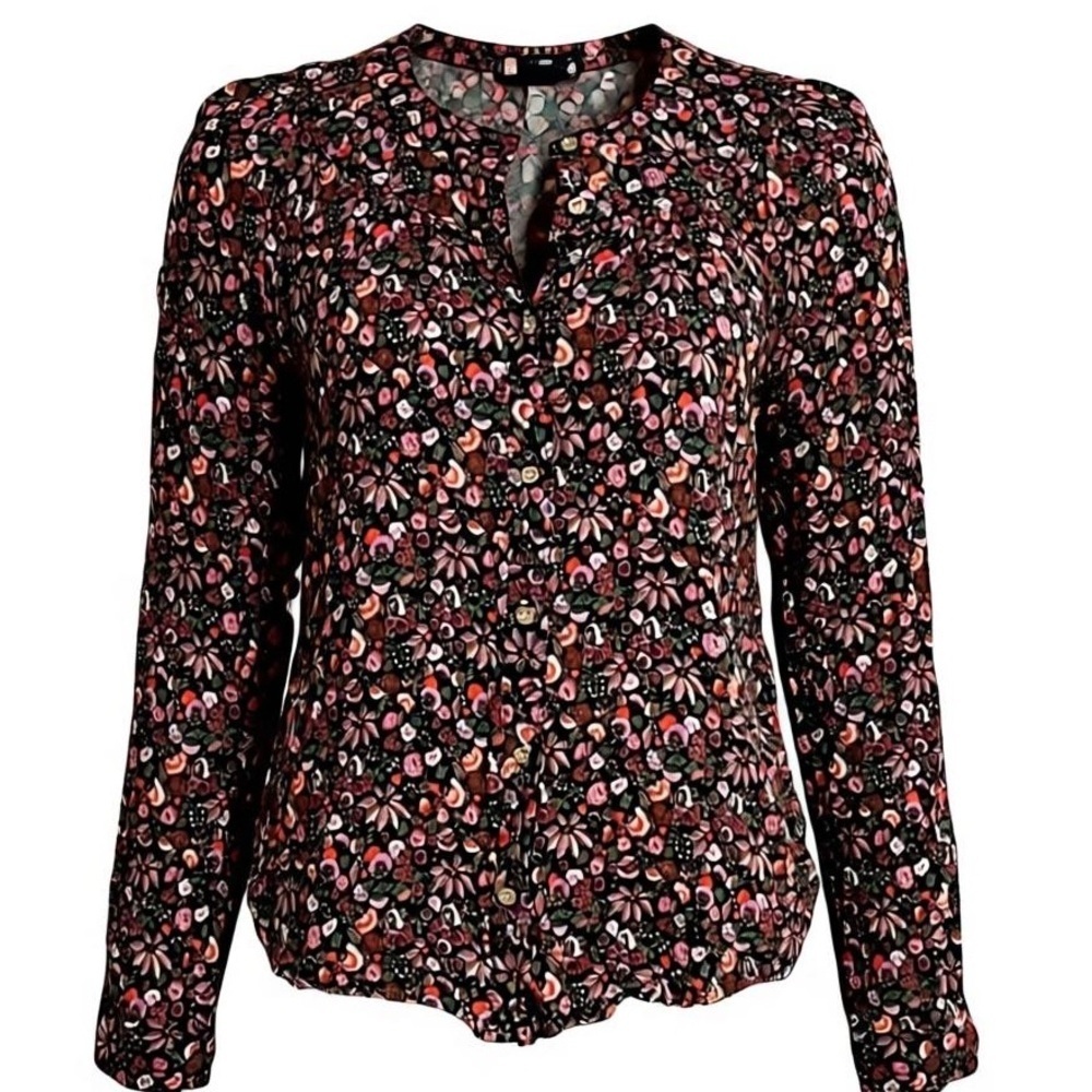Maeve Anthropologie Womens Ditsy Floral Long Sleeve Button Down Blouse Small